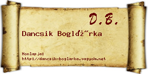 Dancsik Boglárka névjegykártya